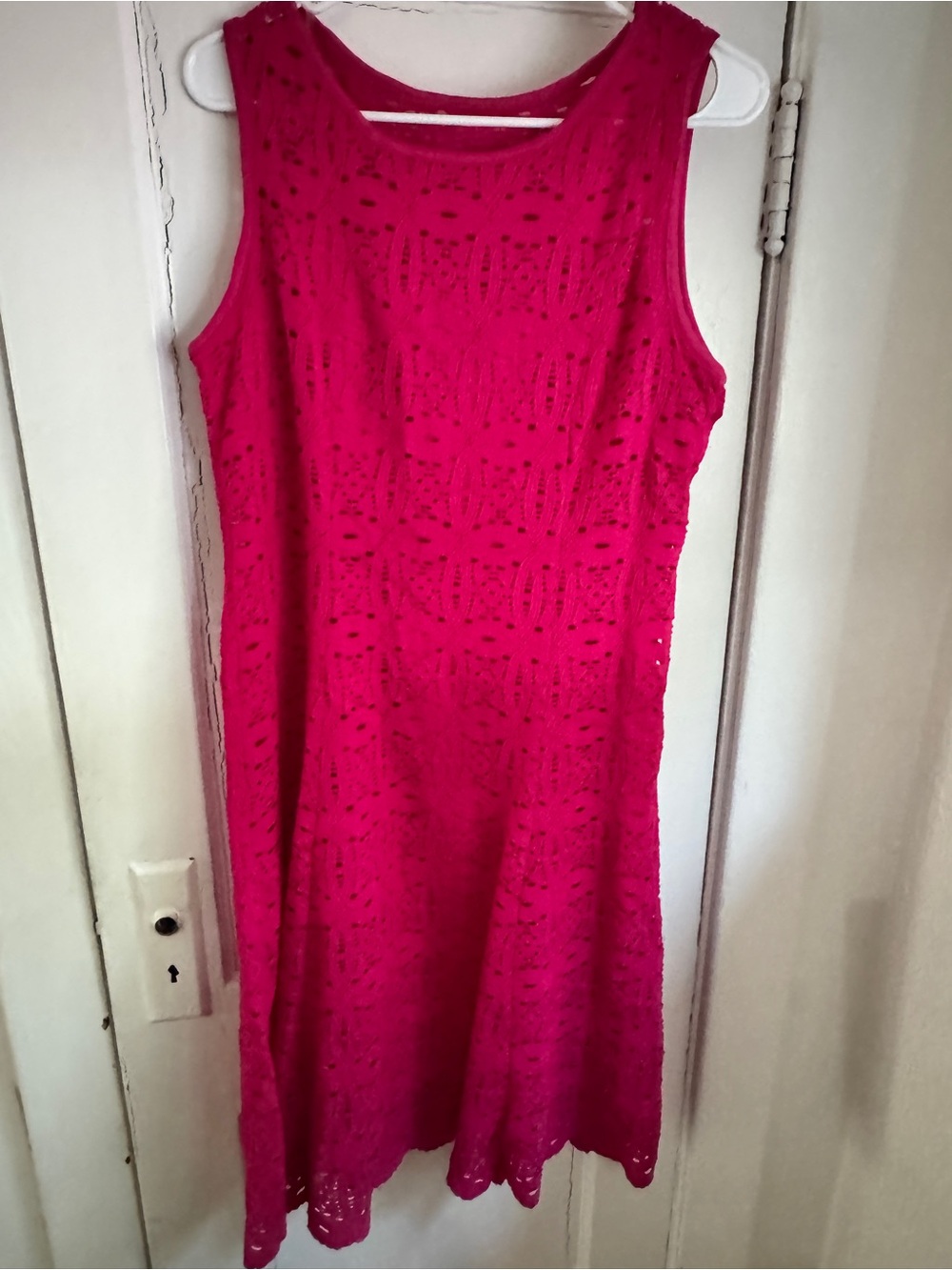 Women's Sleeveless Pink Lace Shift Dress